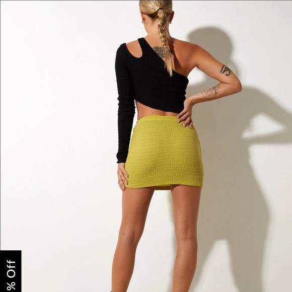 MOTEL GUIDA MINI SKIRT IN BUBBLE OLIVE OIL NWT - Picture 5 of 5